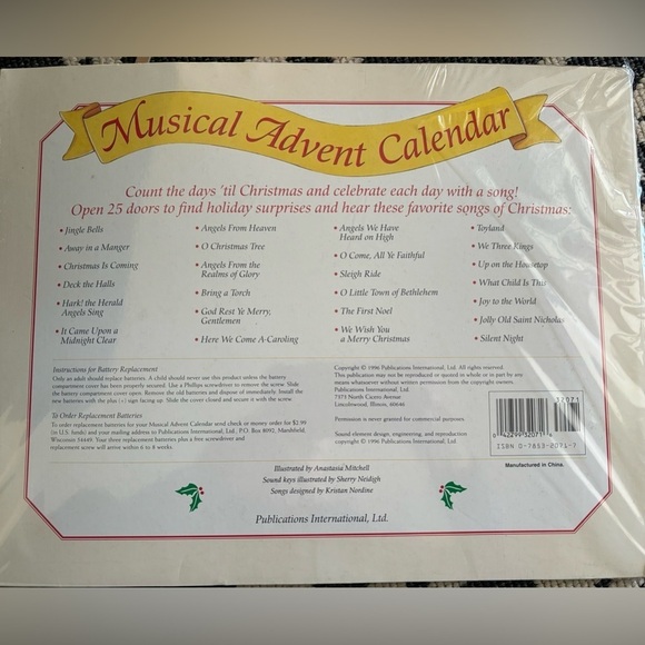 VTG Christmas Musical Advent Calendar Open Doors For Holiday 25 Holiday Songs - Picture 2 of 4